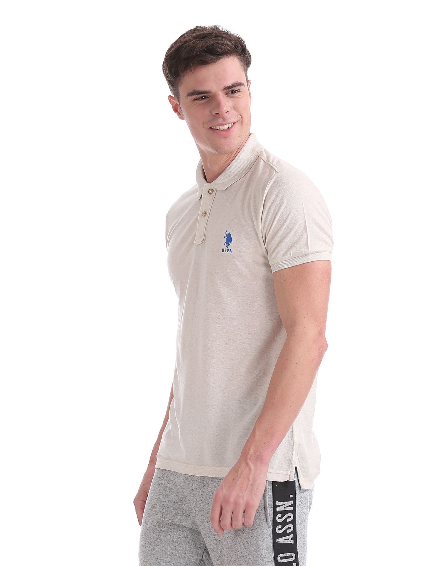 U.S.Polo Assn. Men Casual Wear Off White T-Shirt